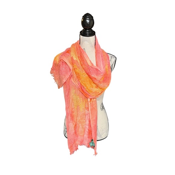 Lauren Ralph Lauren Accessories - Lauren Ralph Lauren Pink and Orange Rayon Cotton Scarf